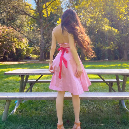 Vintage 90's Guess Red Gingham Halter Dress