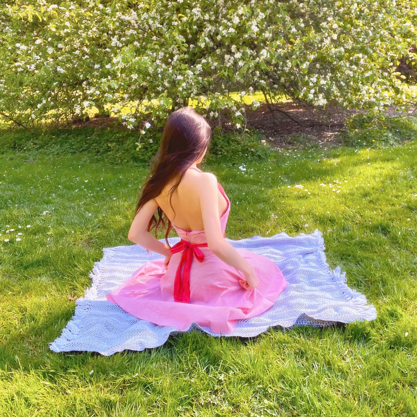 Vintage 90's Guess Red Gingham Halter Dress