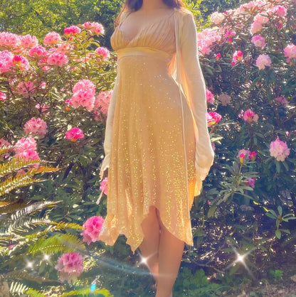 Vintage Bebe Nude Sparkly Silk Fairy Dress