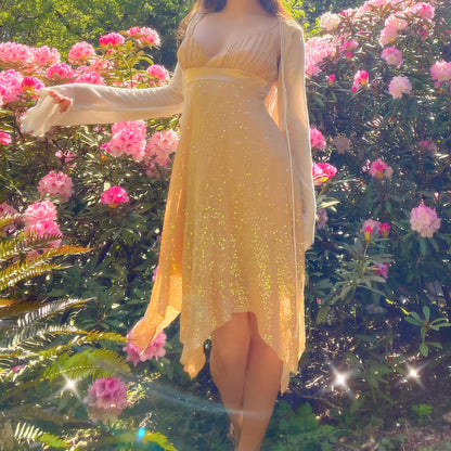 Vintage Bebe Nude Sparkly Silk Fairy Dress
