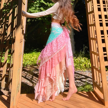 Fairy Mermaid Lace Layered Handmade Maxi Skirt