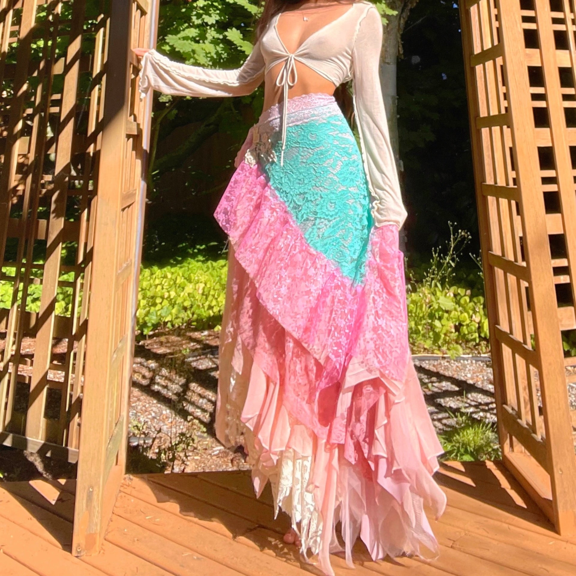 Fairy Mermaid Lace Layered Handmade Maxi Skirt