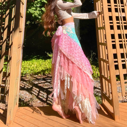 Fairy Mermaid Lace Layered Handmade Maxi Skirt