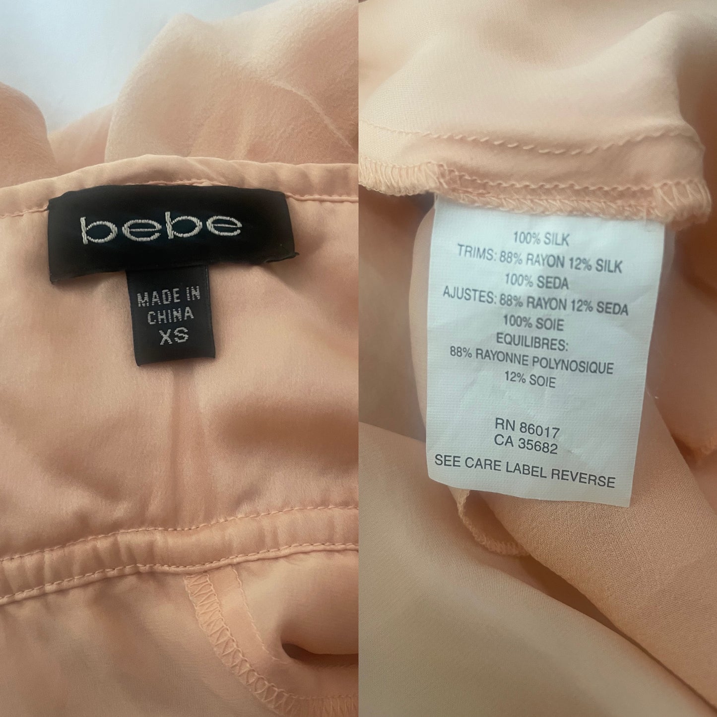 Vintage Bebe Peach Silk Flowy Fairy Dress