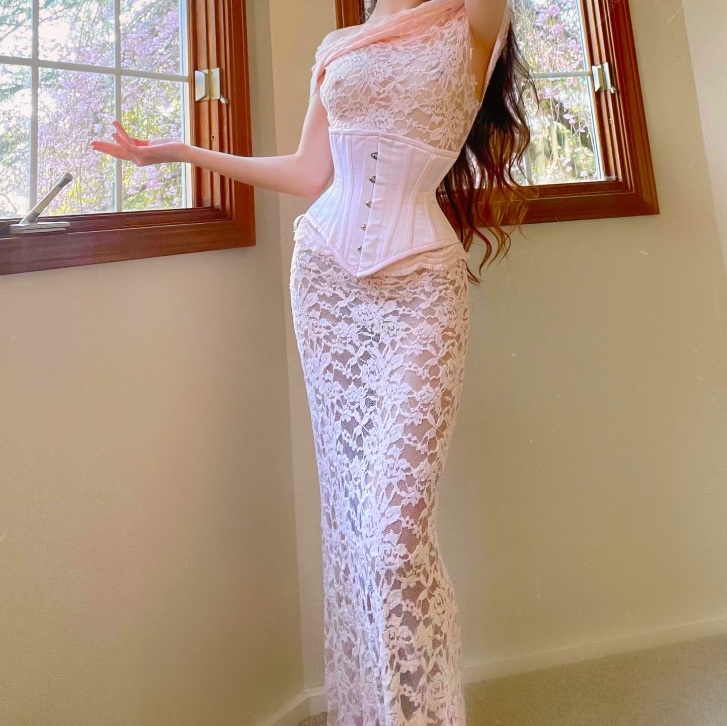 Light Pink Lace Matching Set