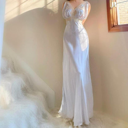 1930s pale blue silver old Hollywood glamour lingerie gown