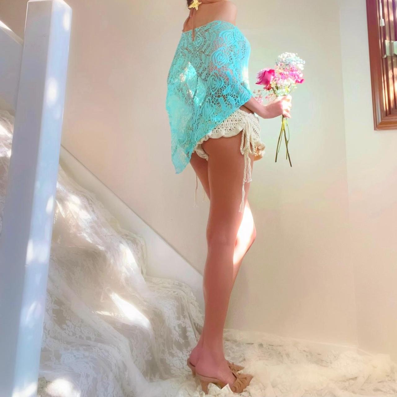 Turquoise Crochet Lace Mermaid Poncho