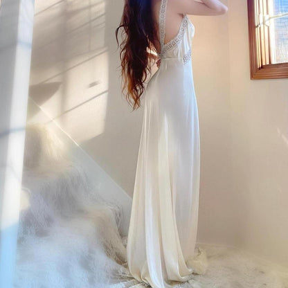 1930s Heavenly Lingerie by Fischer ecru/pale yellow bias cut honeymoon bridal lingerie gown