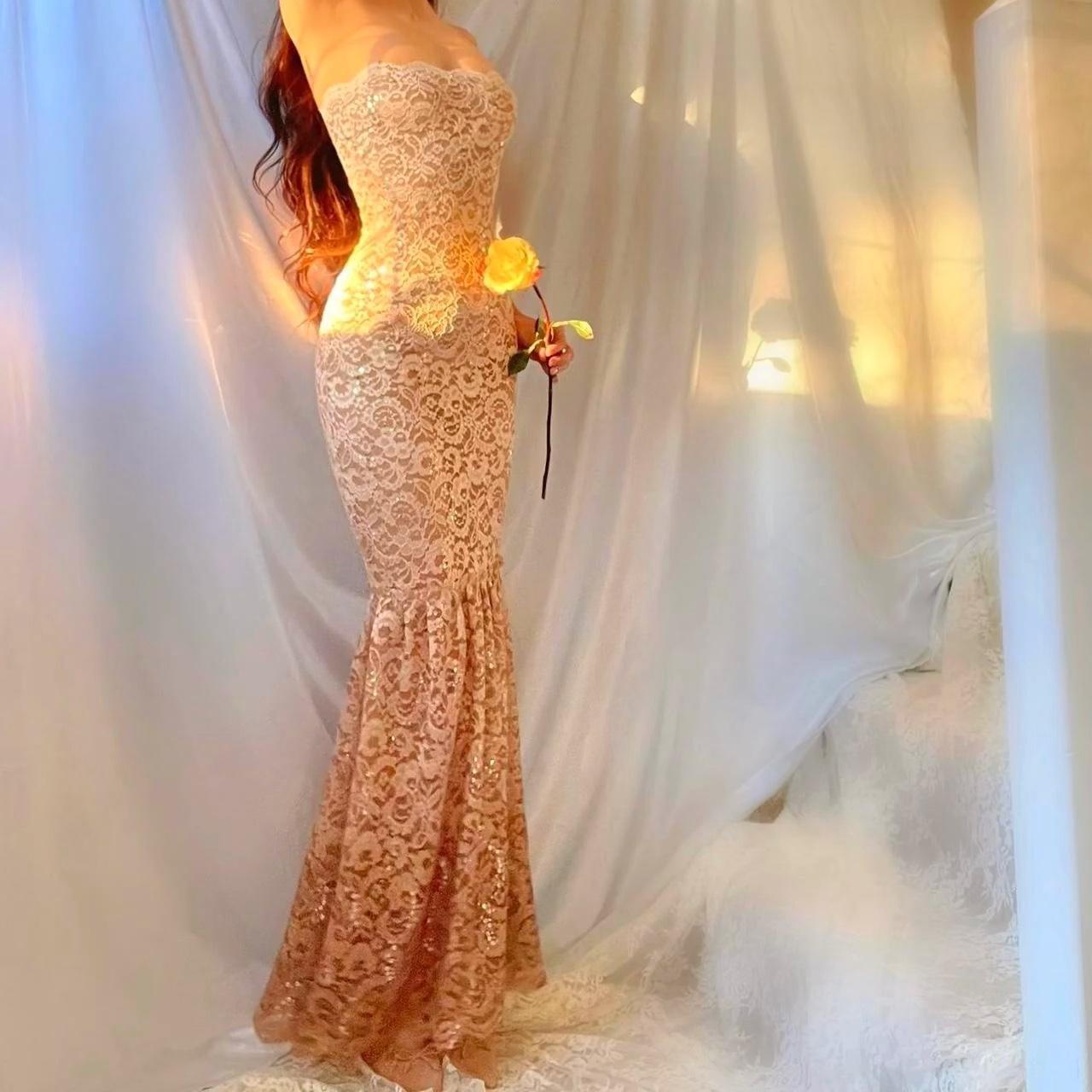 Sparkly Lace Cream/Mocha Ombre Mermaid Lingerie Dress