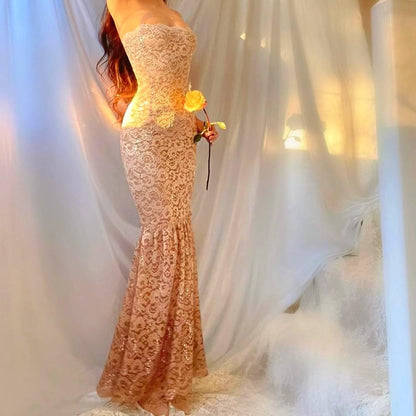 Sparkly Lace Cream/Mocha Ombre Mermaid Lingerie Dress