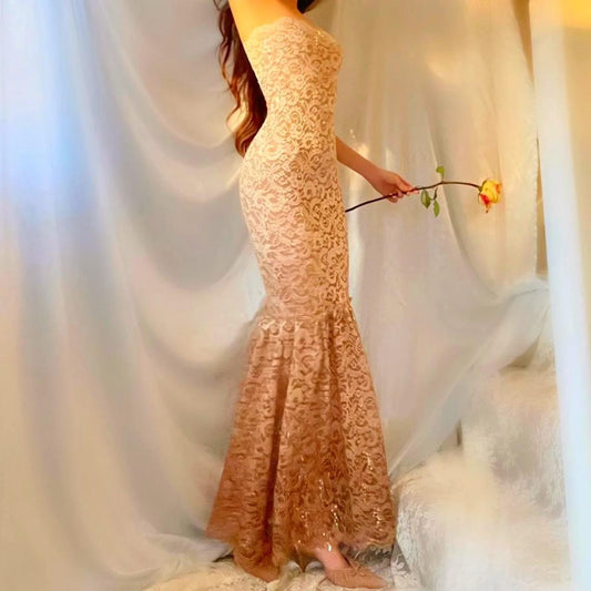 Sparkly Lace Cream/Mocha Ombre Mermaid Lingerie Dress