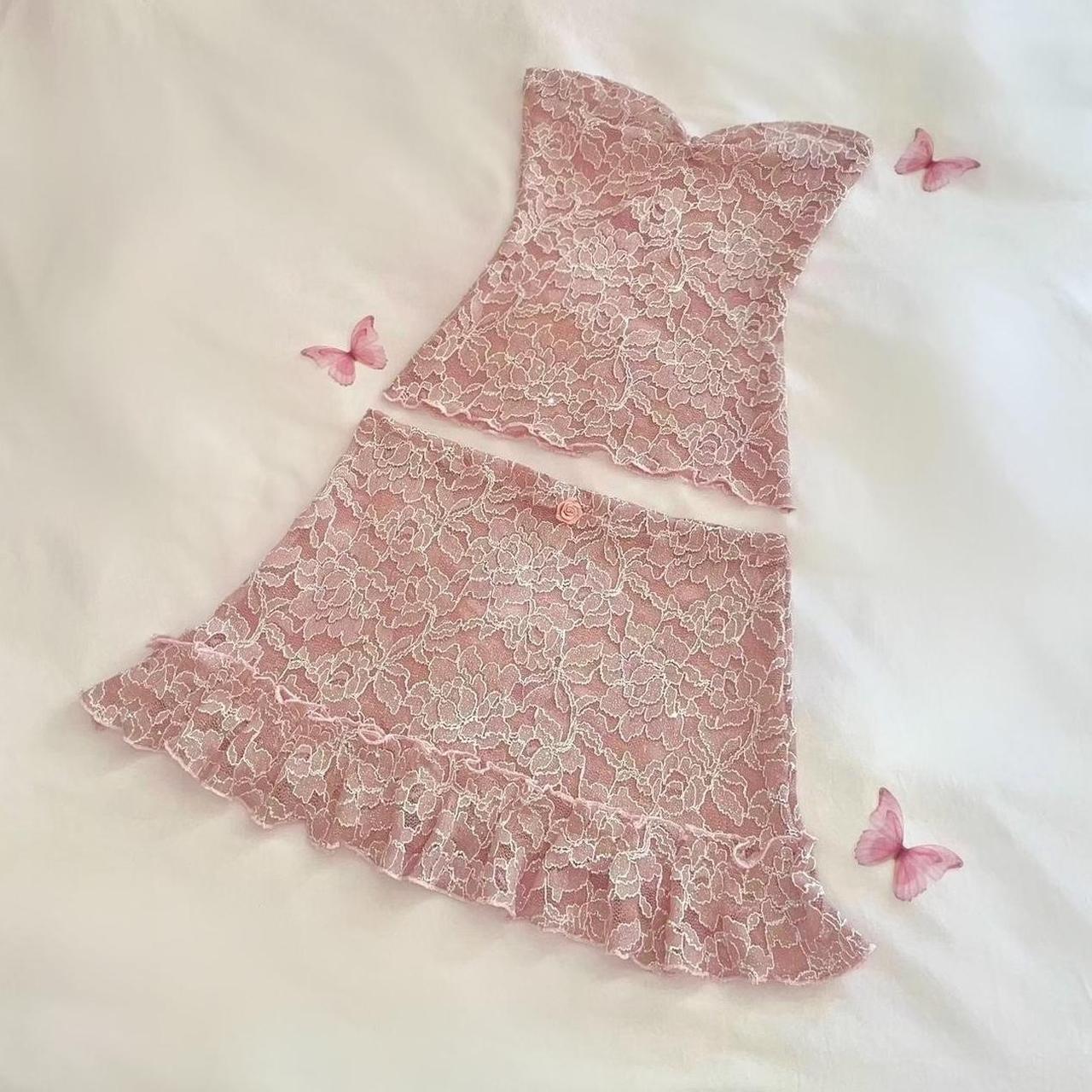 Mauve Sparkly Tube Top + Ruffle Mini Skirt Matching Set