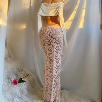 White Sparkly Off the Shoulder Angel Sleeve Crop Top