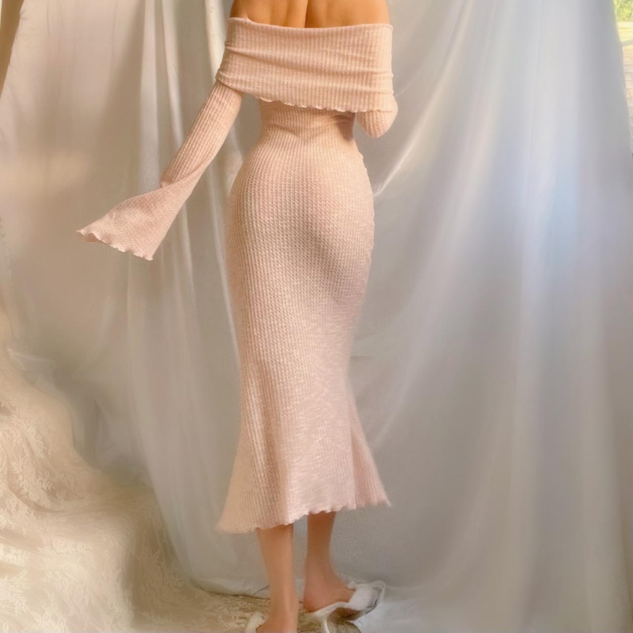 Aphrodite’s Angel Baby Pink Off the Shoulder Mermaid Midi Dress