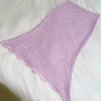 Lilac Sparkly Lace Mermaid Midi Skirt