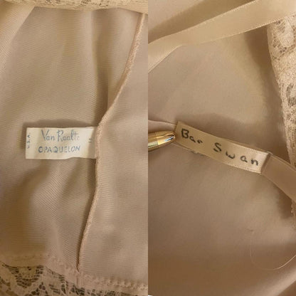 1950s vintage Van Raalte nude nylon/lace lingerie dress