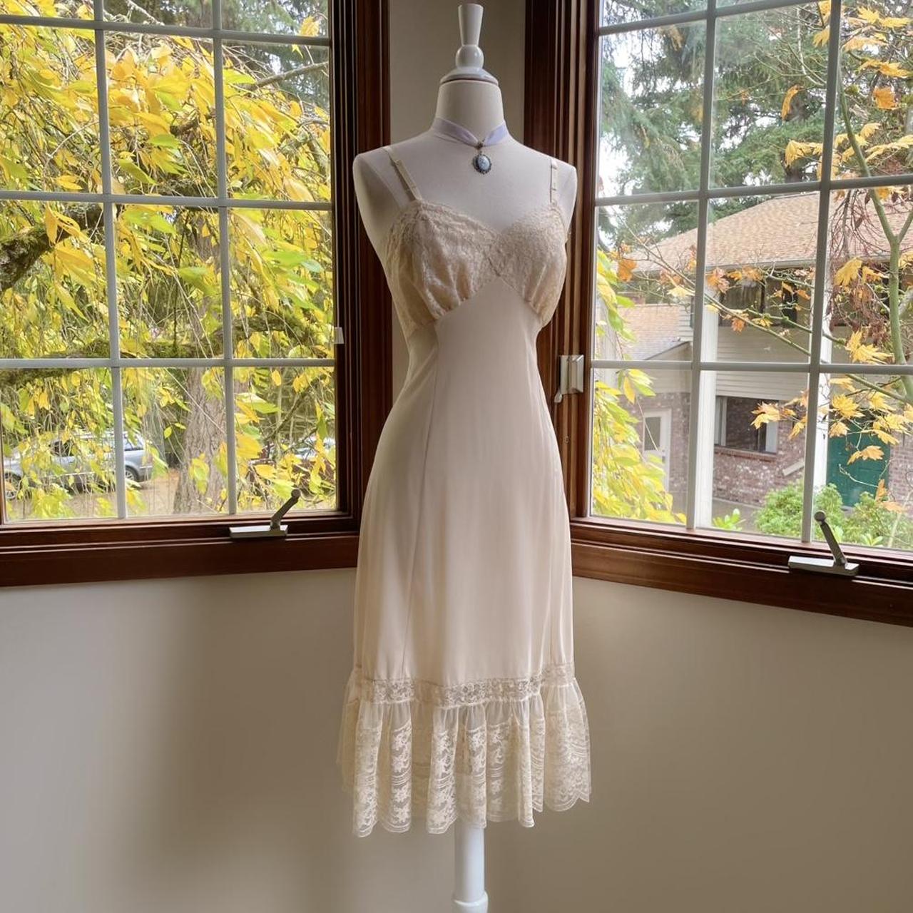 1950s vintage Van Raalte nude nylon/lace lingerie dress