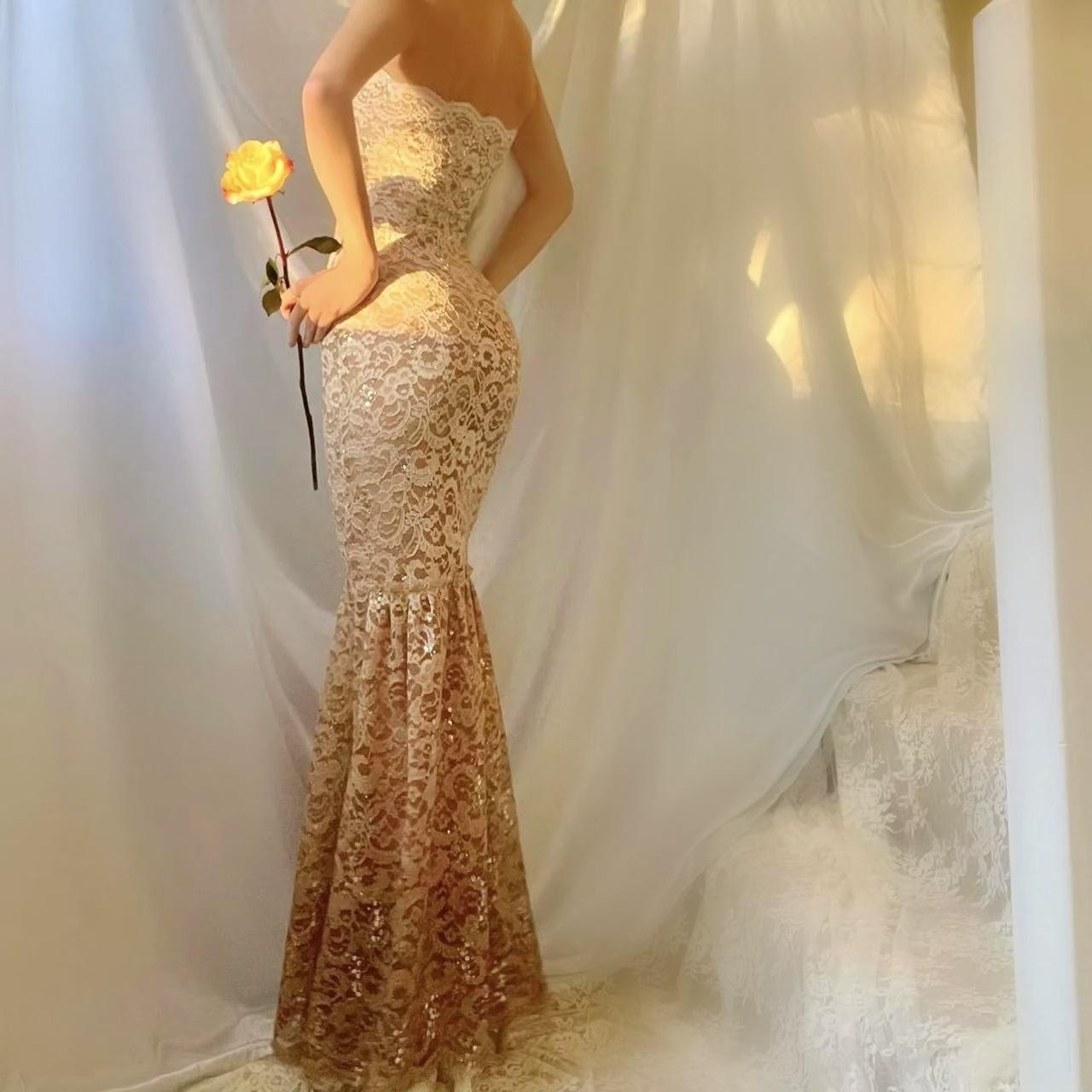 Sparkly Lace Cream/Mocha Ombre Mermaid Lingerie Dress