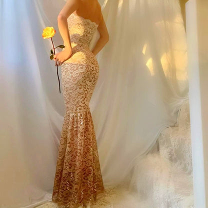 Sparkly Lace Cream/Mocha Ombre Mermaid Lingerie Dress