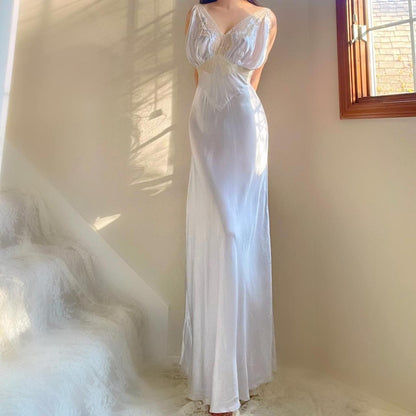 1930s antique pale blue silver old Hollywood glamour lingerie gown