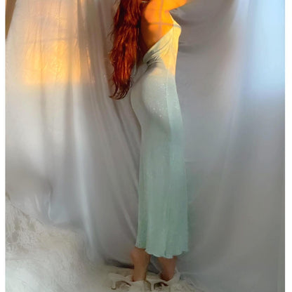 Minty Sea Green Cowl Neck Mermaid Midi/Maxi Dress