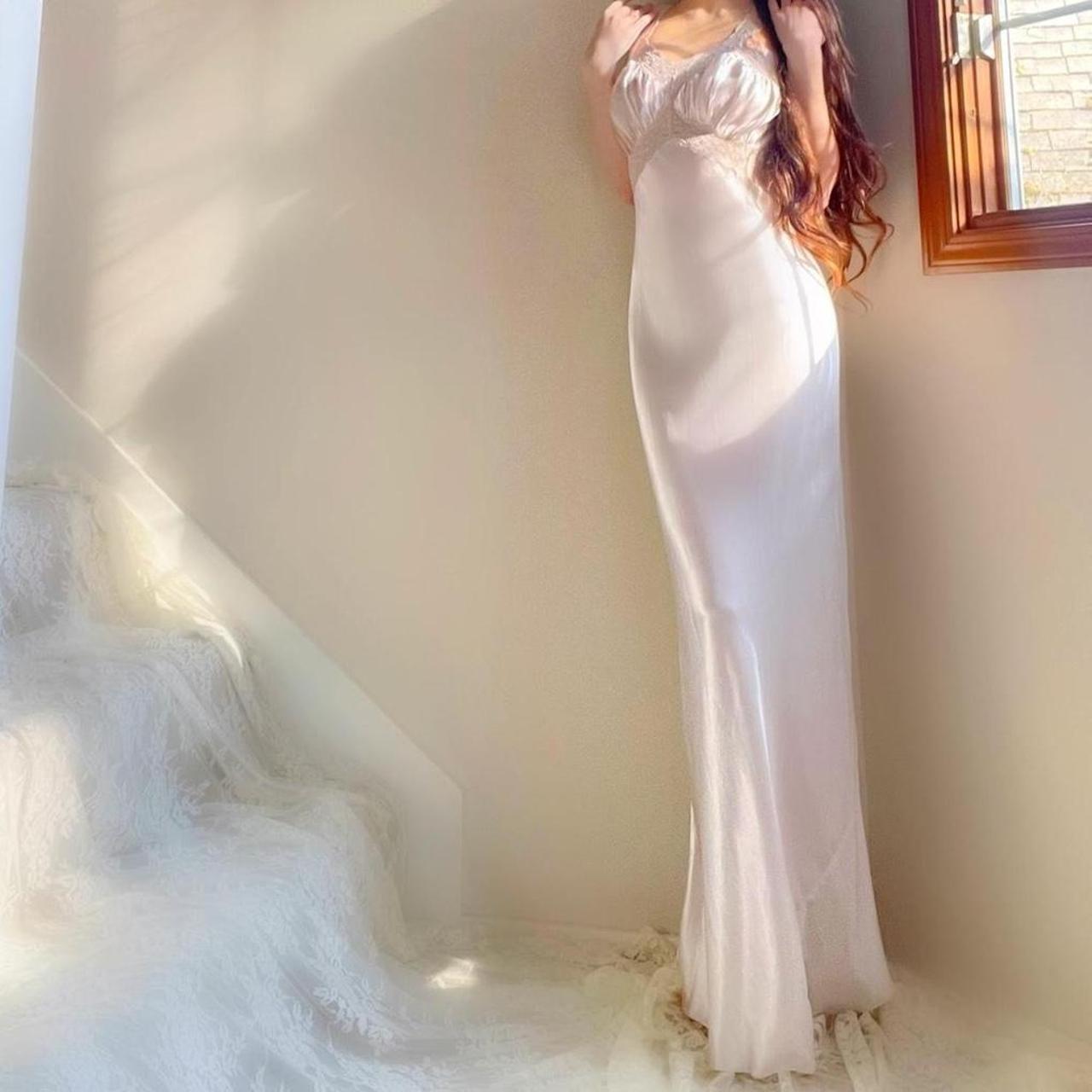 1930s pale baby pink old Hollywood glamour bias cut lingerie gown