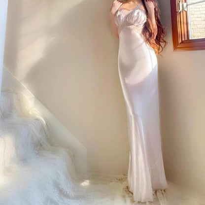 1930s pale baby pink old Hollywood glamour bias cut lingerie gown