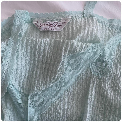 1970s Vanity Fair baby blue dainty lingerie dress