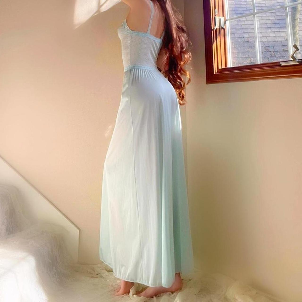 1970s vintage Vanity Fair baby blue dainty lingerie dress