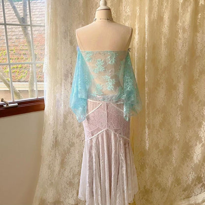 Baby Blue Sparkly Lace Butterfly Poncho