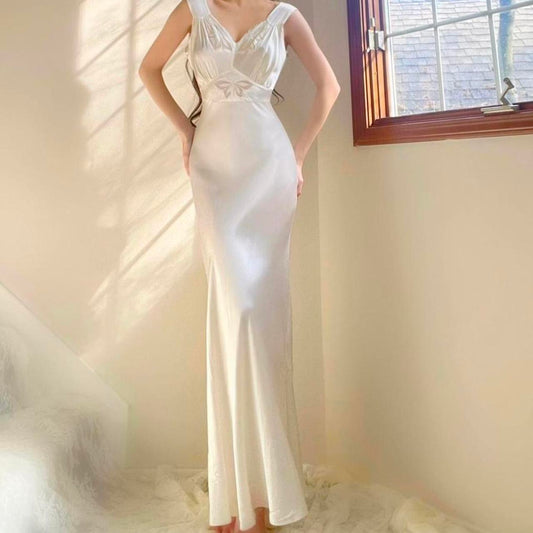 1930s/40s white butterfly honeymoon bridal bias cut lingerie gown