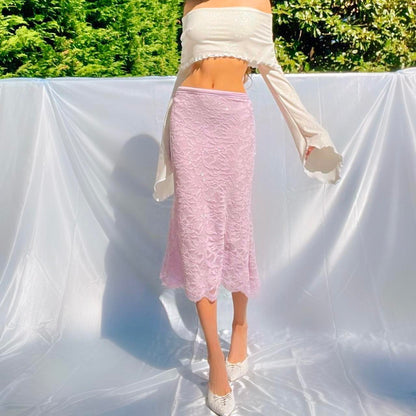 Lilac Sparkly Lace Mermaid Midi Skirt