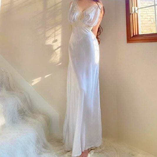 1930s pale blue silver old Hollywood glamour lingerie gown