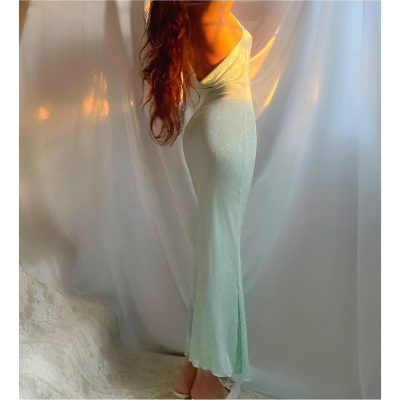 Minty Sea Green Cowl Neck Mermaid Midi/Maxi Dress