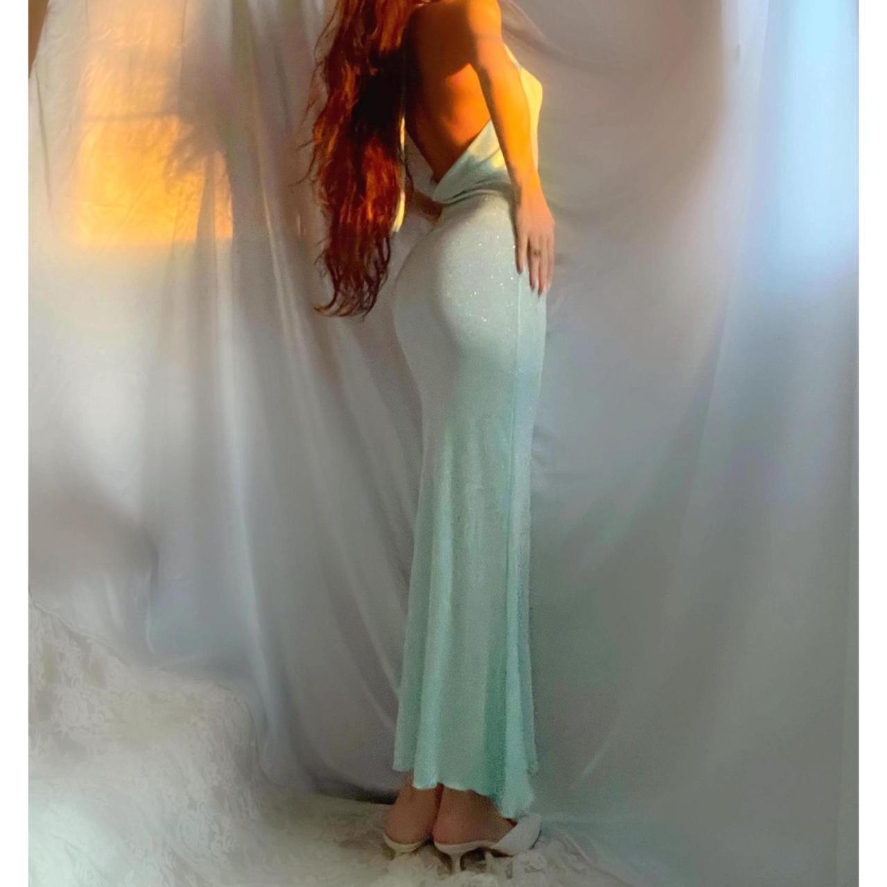 Minty Sea Green Cowl Neck Mermaid Midi/Maxi Dress