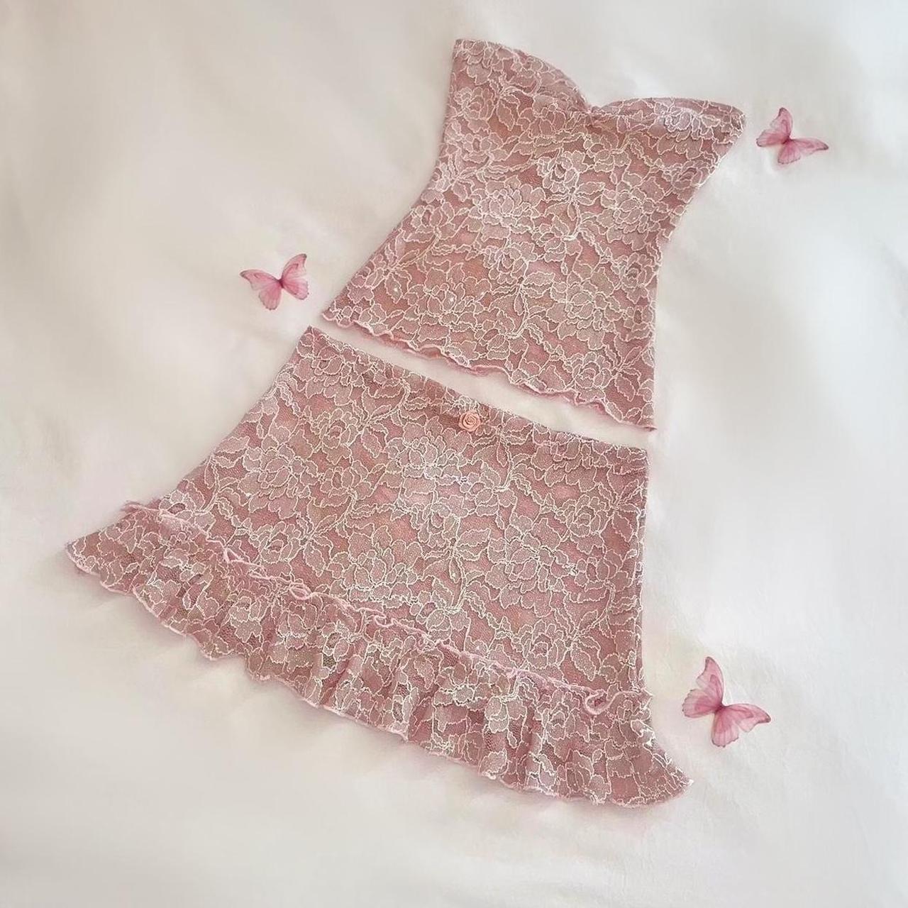 Mauve Sparkly Tube Top + Ruffle Mini Skirt Matching Set