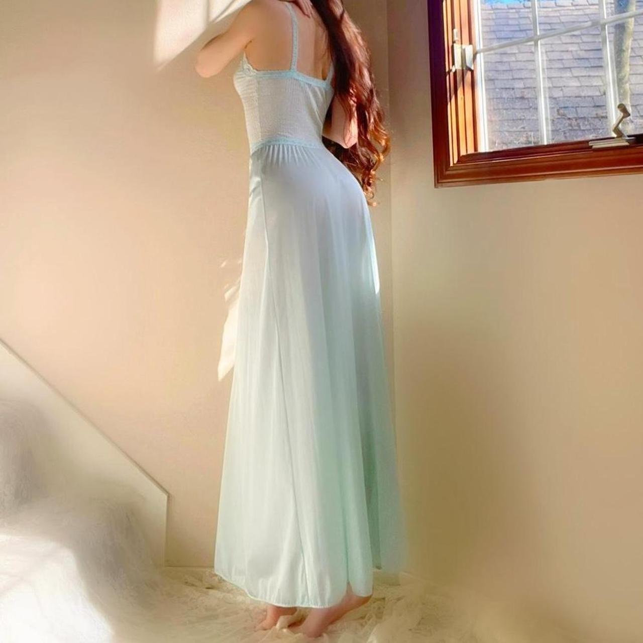 1970s vintage Vanity Fair baby blue dainty lingerie dress