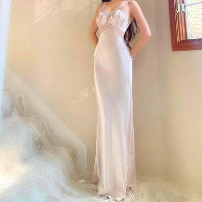 1930s pale baby pink old Hollywood glamour bias cut lingerie gown