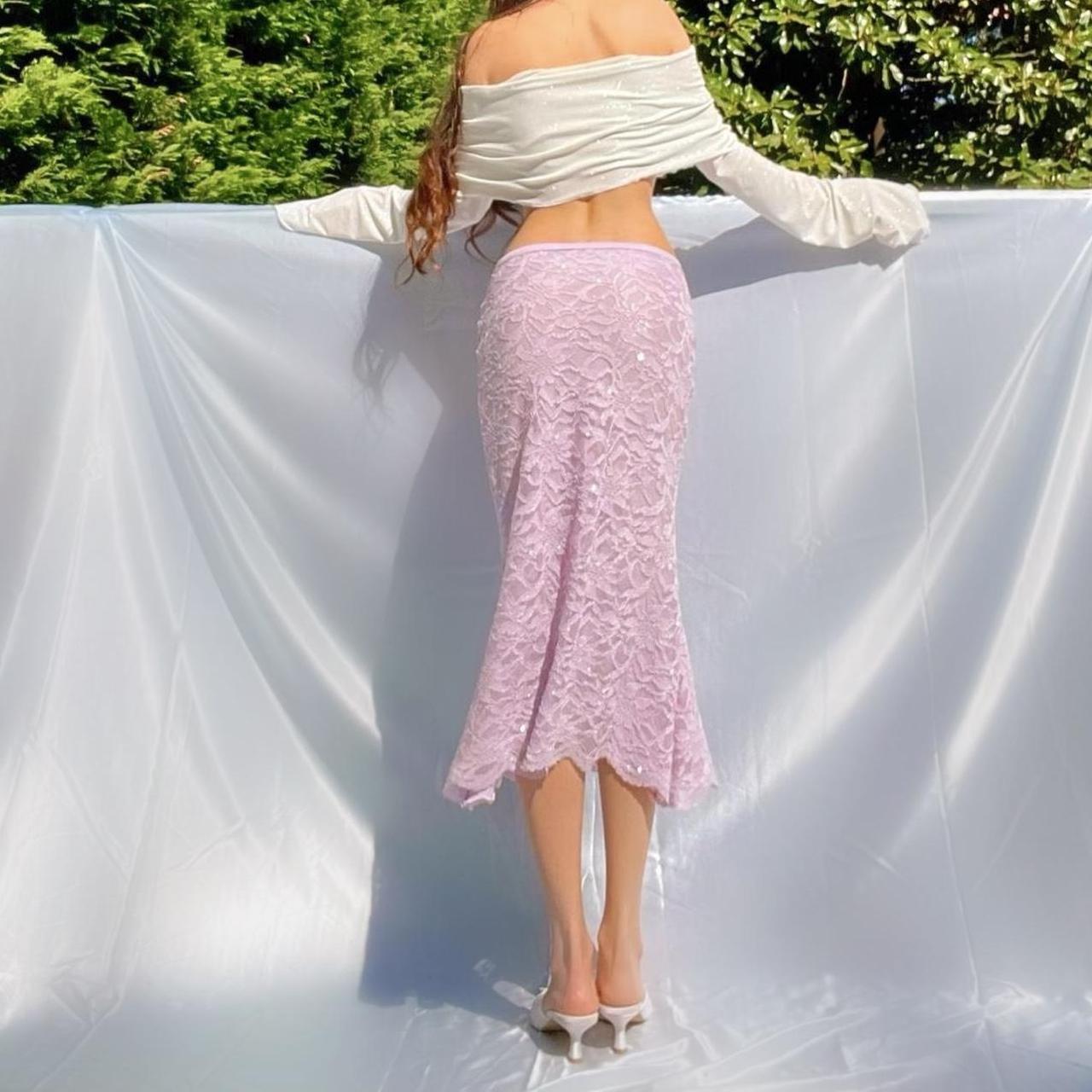 Lilac Sparkly Lace Mermaid Midi Skirt