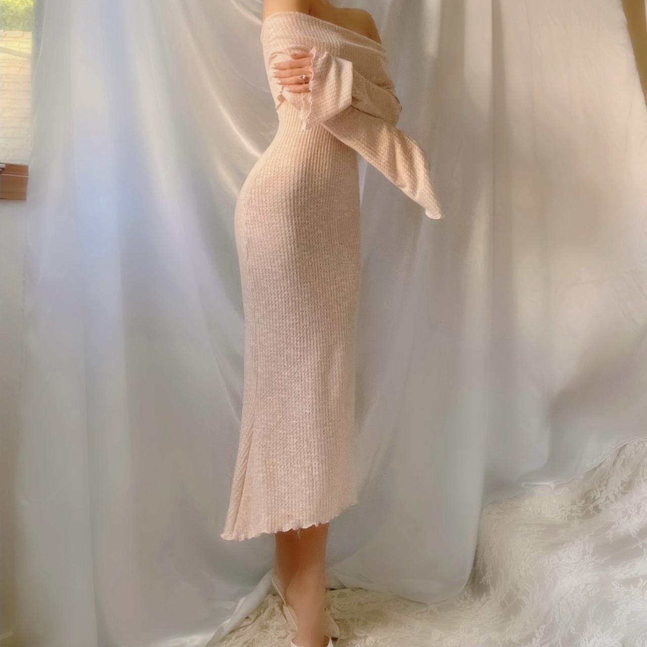 Aphrodite’s Angel Baby Pink Off the Shoulder Mermaid Midi Dress