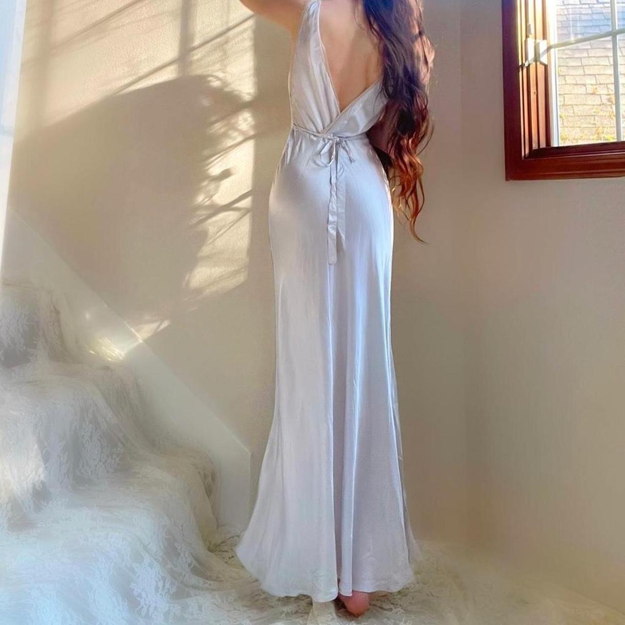 1930s pale blue silver old Hollywood glamour lingerie gown