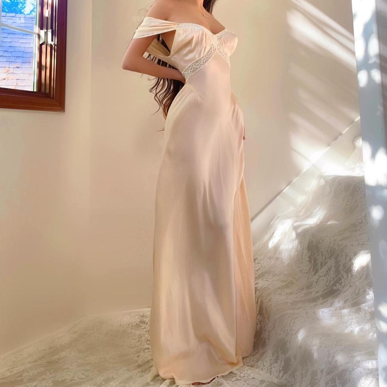 1940s vintage softest peach/apricot bias cut lingerie gown