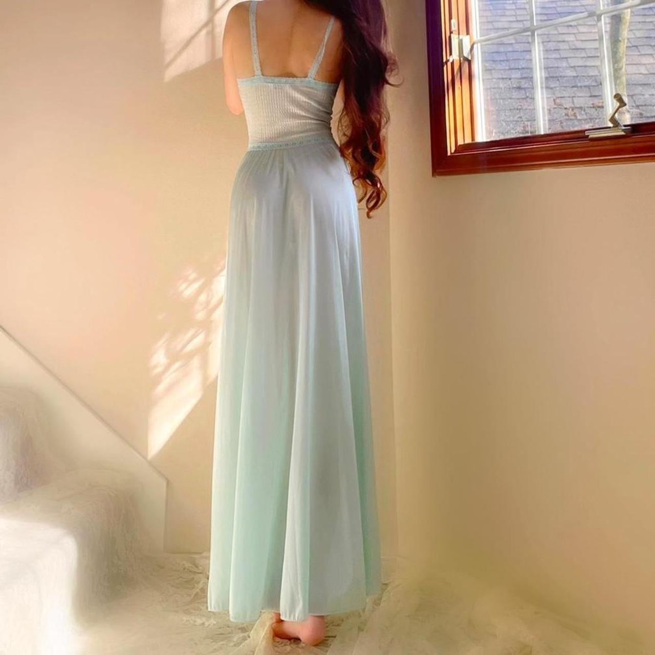 1970s vintage Vanity Fair baby blue dainty lingerie dress