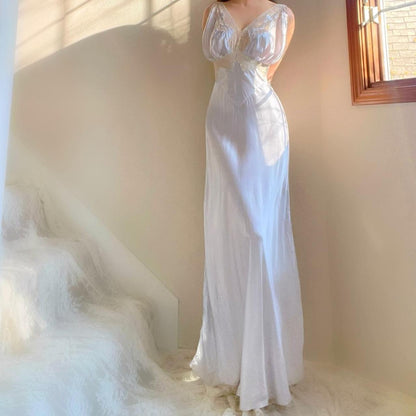 1930s antique pale blue silver old Hollywood glamour lingerie gown