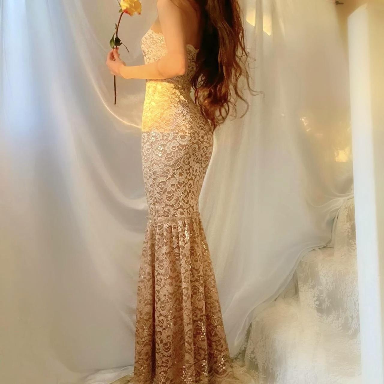 Sparkly Lace Cream/Mocha Ombre Mermaid Lingerie Dress