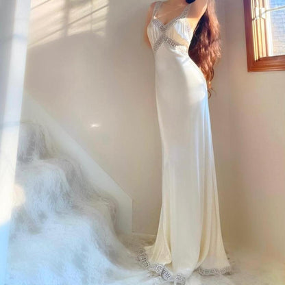 1930s Heavenly Lingerie by Fischer ecru/pale yellow bias cut honeymoon bridal lingerie gown