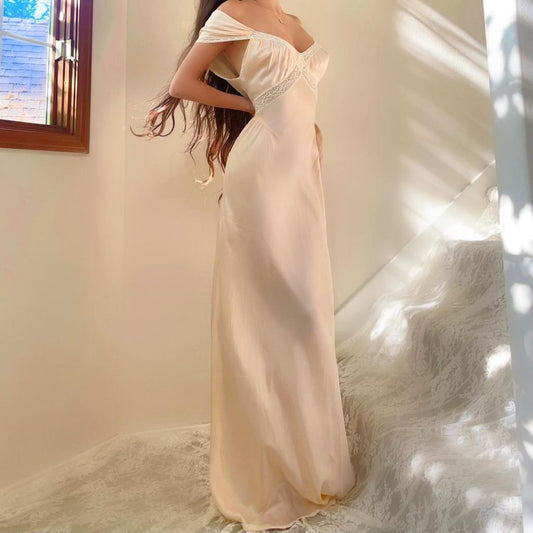 1940s vintage softest peach/apricot bias cut lingerie gown