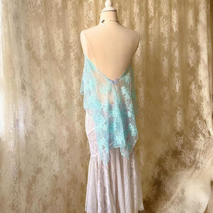 Baby Blue Sparkly Lace Butterfly Poncho