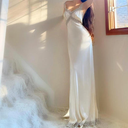 1930s Heavenly Lingerie by Fischer ecru/pale yellow bias cut honeymoon bridal lingerie gown