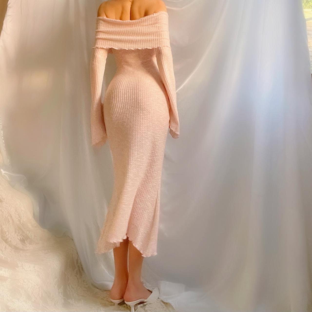 Aphrodite’s Angel Baby Pink Off the Shoulder Mermaid Midi Dress